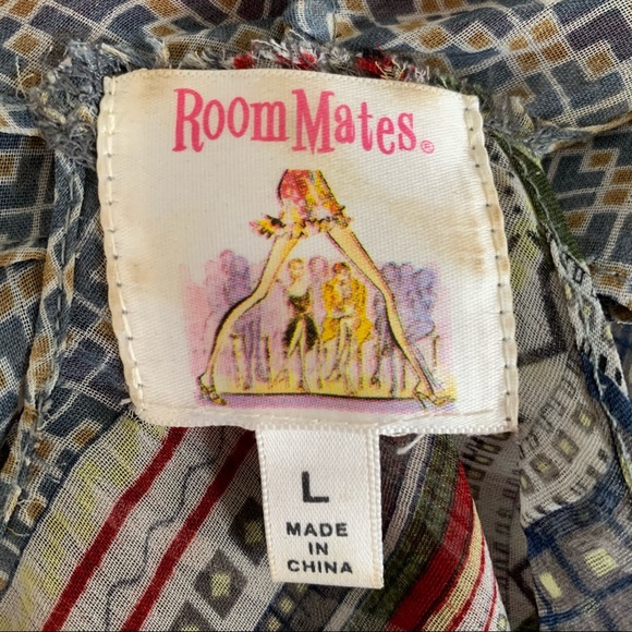 Room Mates Swoop Neck Multi Pattern Blouse | L - Picture 2 of 9